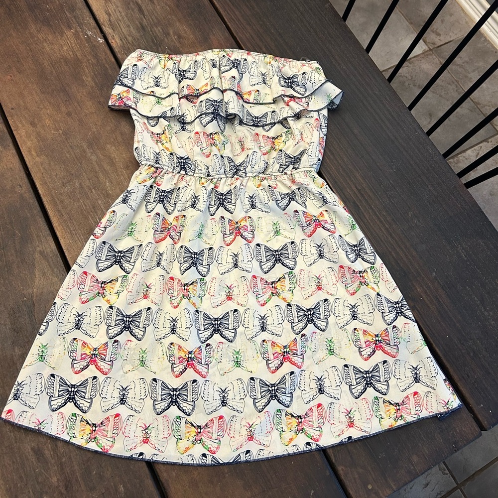Strapless Butterfly Bow Tie in the Back Dress